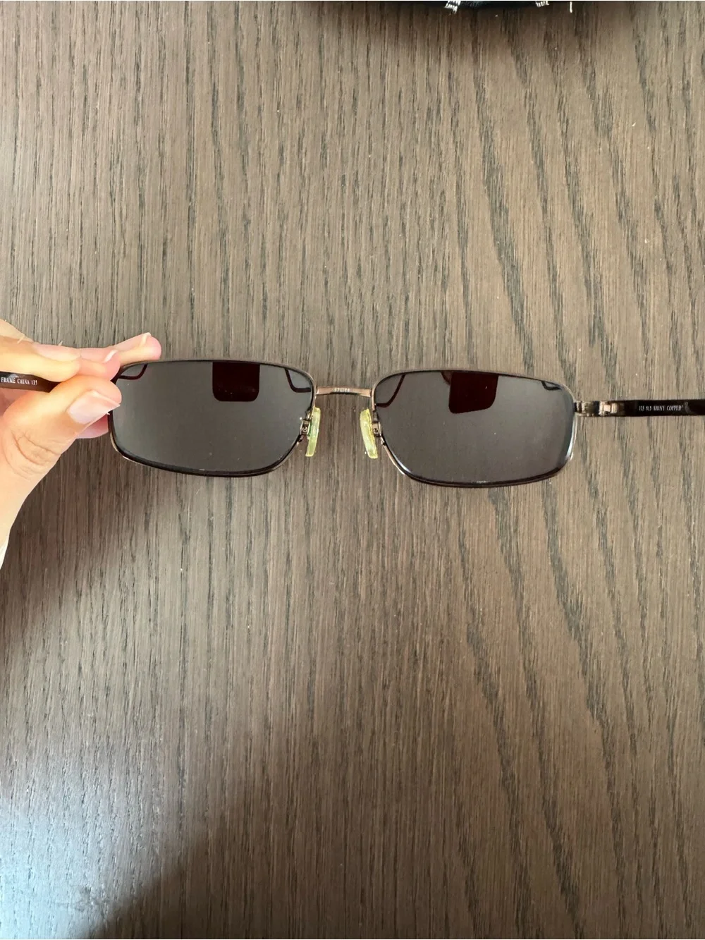 Vintage SunGear SG 915 Shiny Copper Rectangular Sunglasses Brown Lens 57-18-135